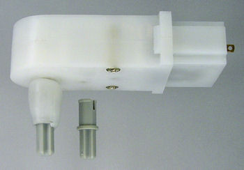 Solarbotics motor Lego coupler with ShapeLock plastic.