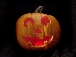 Click to see a movie of a pumpkin with red flashing LEDs.