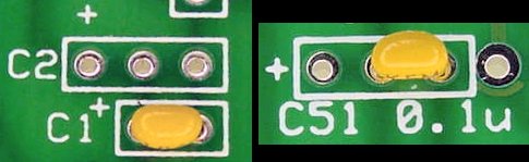 Small value capacitors are usually non-polarized. Wide capacitors fit in the first and third holes. Small capacitors fit in the second and third holes.