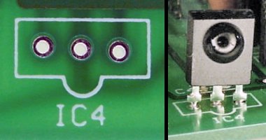 The half-sphere on the Panasonic PNA4602M package should match the outline on the PCB.