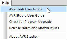 AVR Tools User Guide menu in AVR Studio 4