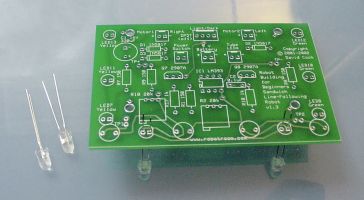 White LEDs inserted on opposite side of board from the majority of the components