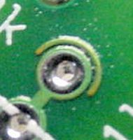 Half circle marking a via