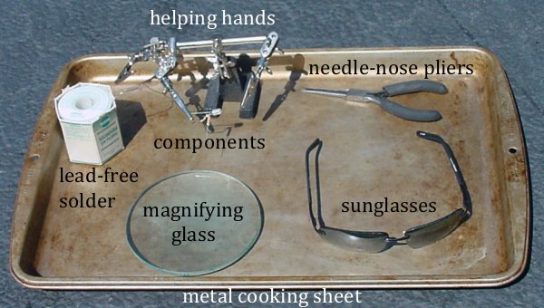 Example setup for soldering with a magnifying glass.
