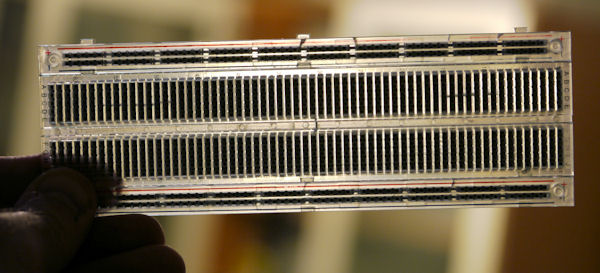 Seeing through a clear solderless breadboard