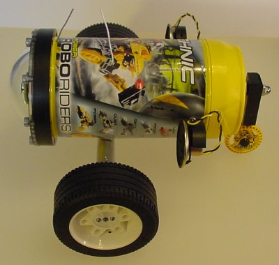 A side view of a wireless exploration robot.