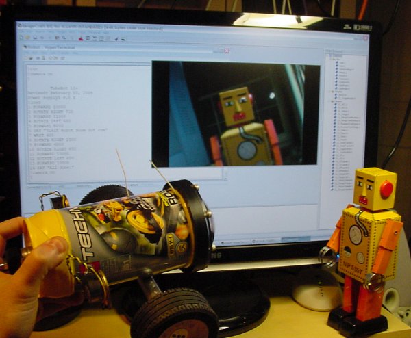 ImageCraft compiler, HyperTerminal, and ATI Catalyst Media Center on a personal computer to develop, control, and see the view of the explorer robot.