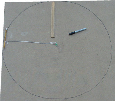 Imperfect circle drawn on board
