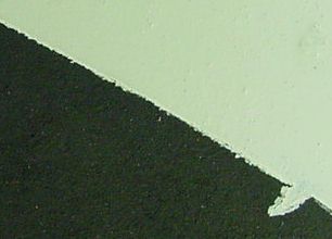 Close-up of border with a slight defect