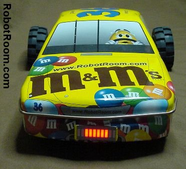 Front view of Sweet m&m line-following robot