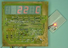 Front of board plus solderless breadboard for sensors