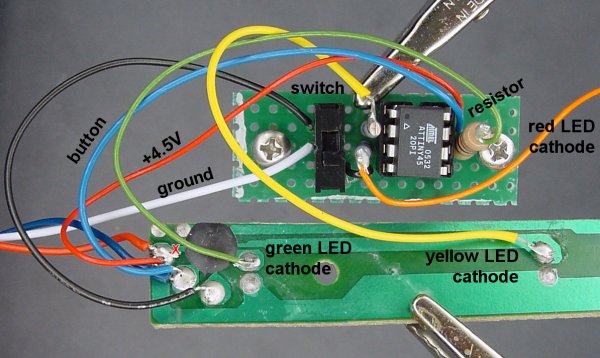 Microcontroller override wiring layout.