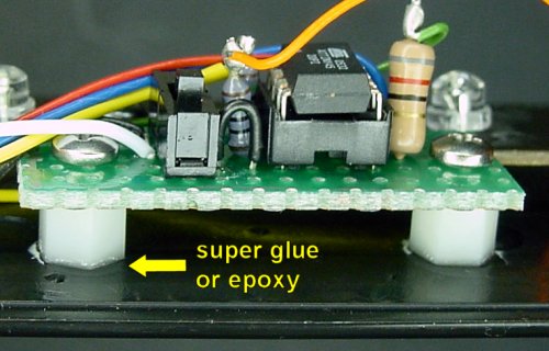 Threaded spacers hold the new circuit board.