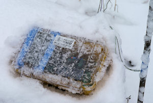 Frozen weather station safe and snug in a Pelican 1050 case